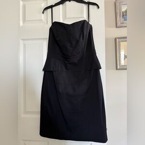 White House Black Market Strapless Black Peplum Midi Dress